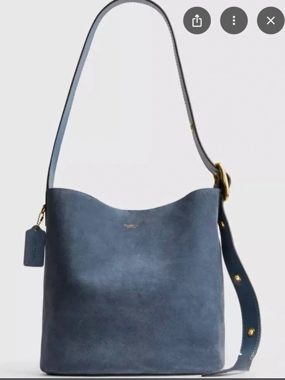 Coach Light Blue Denim Suede Bleecker Bucket Bag